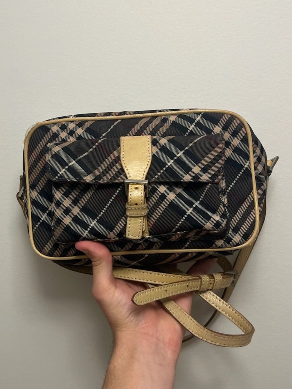 #R49 Burberry Brown Plaid  Crossbody Bag